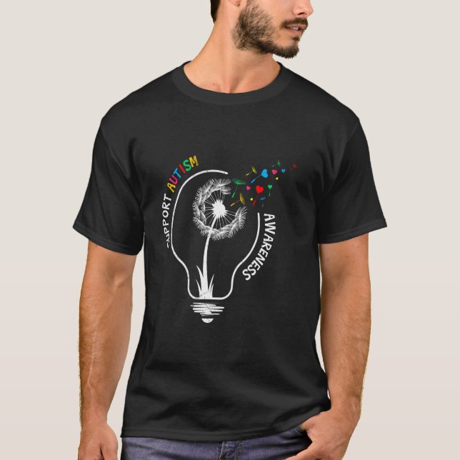 Autistic SUPPORT AUTISM AWARENESS Funny Dandelion T-Shirt (Front)
