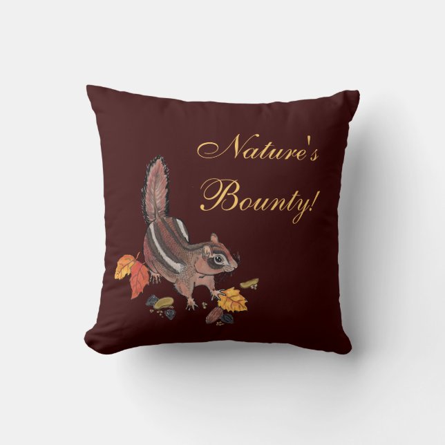 Autmn Chipmunk~nature's bounty pillow (Front)
