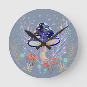 Autmn mushroom pattern Round Clock