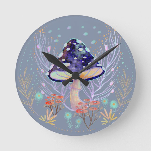  Autmn mushroom pattern Round Clock (Front)