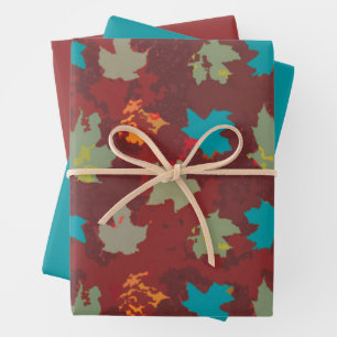 Autmn Solid Flying Leaves- Burnt Umber/Orange Wrapping Paper Sheet