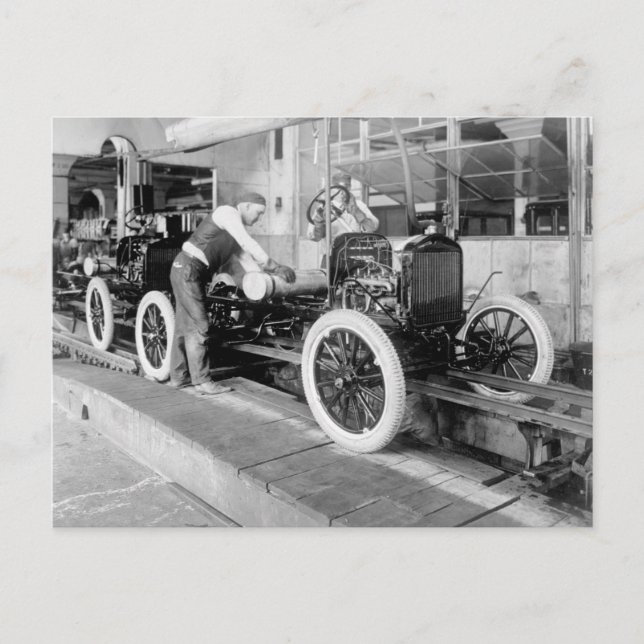 Auto Assembly Line, 1920s Postcard (Front)