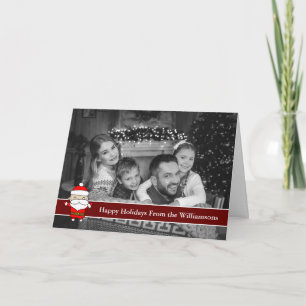 Auto Black and White Christmas Photo With Santa Holiday Card