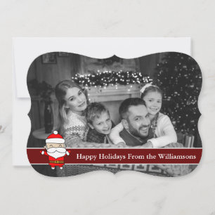 Auto Black and White Happy Holidays Santa Fancy Holiday Card