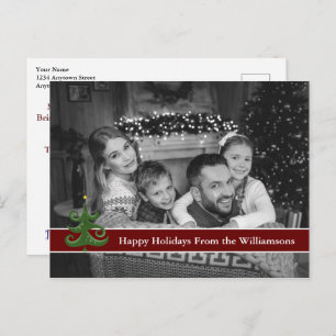 Auto Black and White Photo With Christmas Tree Postcard