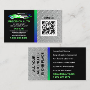 Auto Body Custom Paint Detailing Collison QR Code Business Card