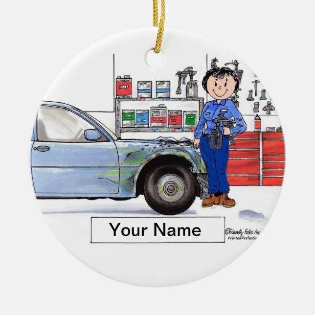 Auto Body - Female Ceramic Tree Decoration (Front)