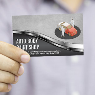 Auto Body Paint Garage Shop Workers Business Card
