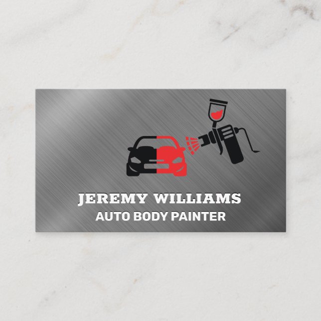 Auto Body Paint Shop | Spray Paint Logo Business Card (Front)