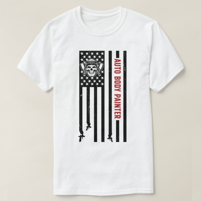 Auto Body Painter US Flag Automotive Painter T-Shirt (Design Front)