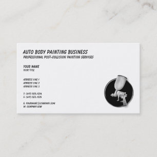 Auto Body Painting   Classy Black White Business Card