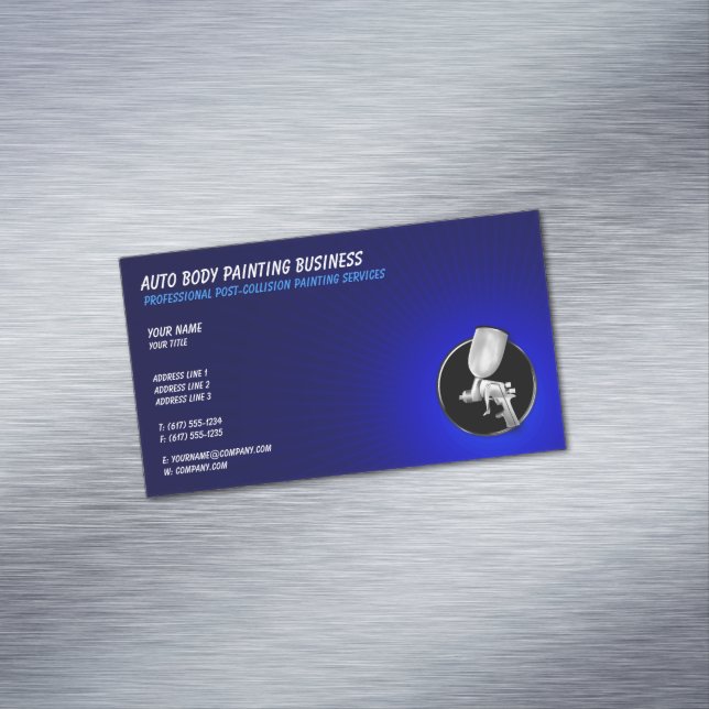 Auto Body Painting | Professional Blue Magnetic Business Card (In Situ)