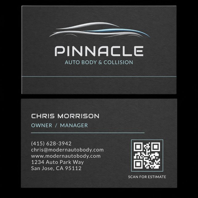 Auto Body QR Code Professional Business Card (Creator Uploaded)