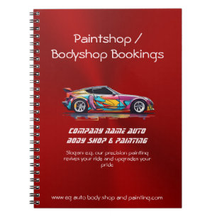 Auto body shop and precision painting notebook