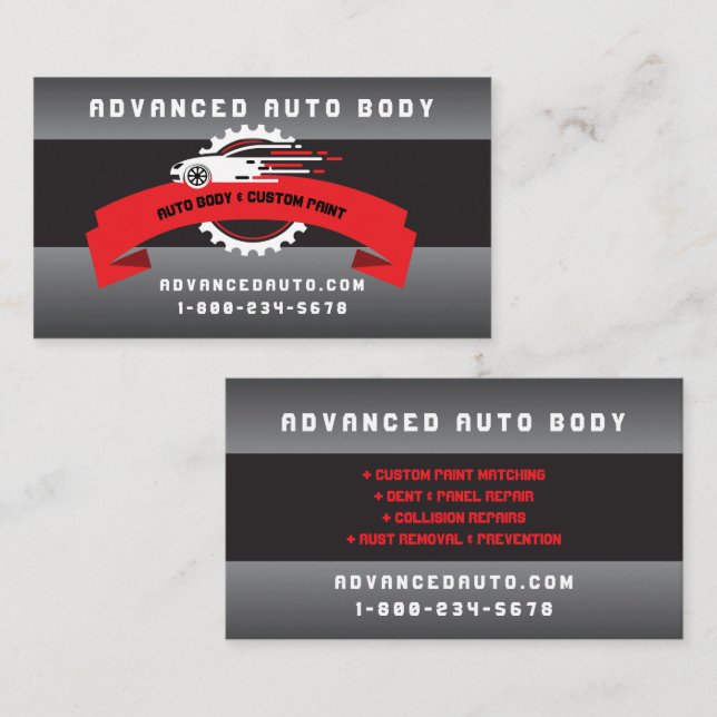 Auto Body Work Custom Car Paint Detailing Collison Business Card (Front/Back)
