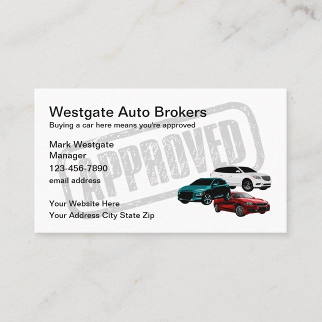 Auto Broker Car Dealer Business Card (Front)