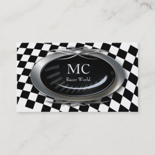 Auto Business Card Mechanic Racing Flag Logo