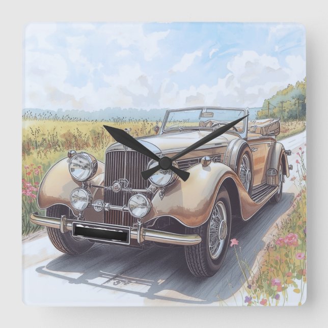 AUTO CAR DESIGN SQUARE WALL CLOCK (Front)