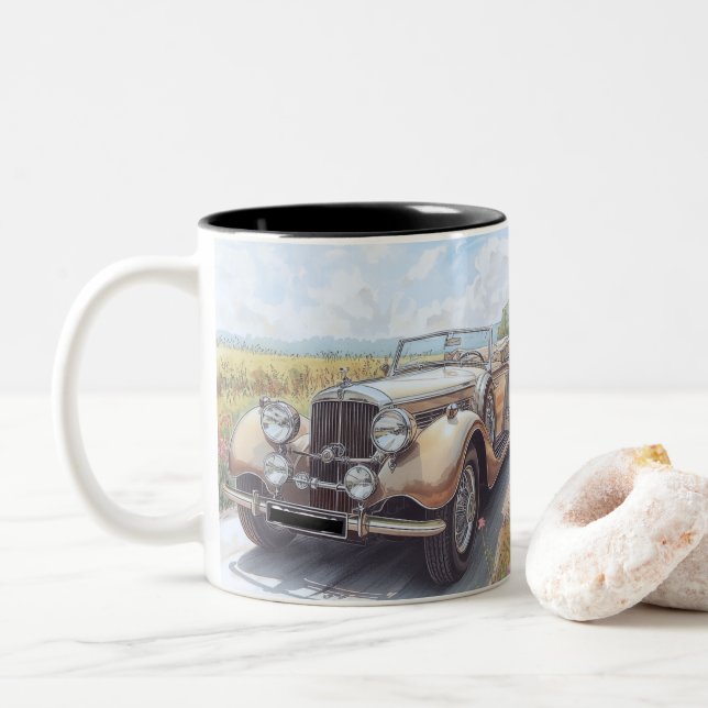 AUTO CAR DESIGN Two-Tone COFFEE MUG (With Donut)