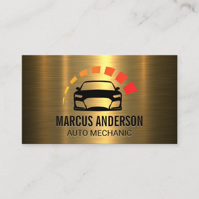 Auto Car Logo | Gold Metallic Business Card (Front)