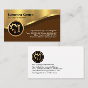 Auto Car Luxurious Gold Curve Wave Lines Business Card