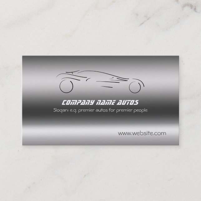 Auto Car on Brushed Steel - Sportscar Business Card (Front)