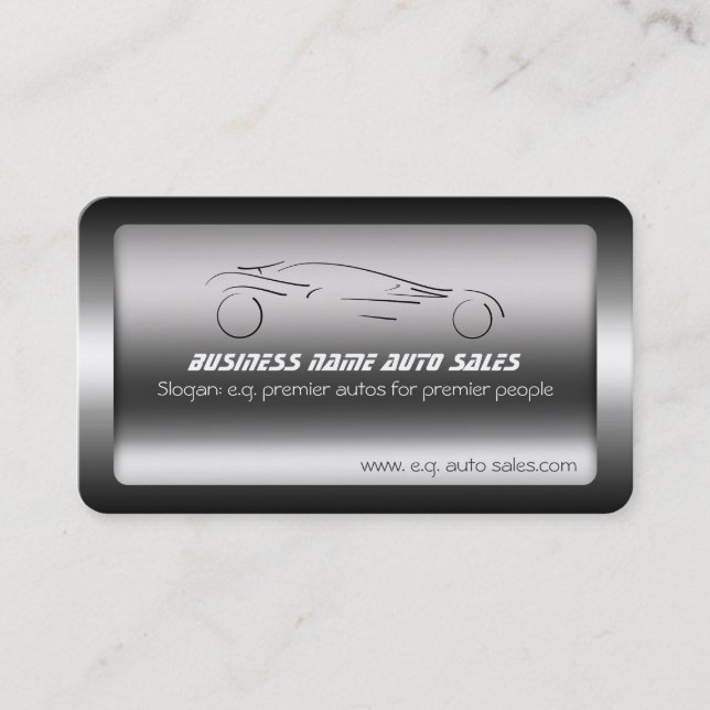 Auto Car on Brushed Steel - Sportscar template Business Card (Front)