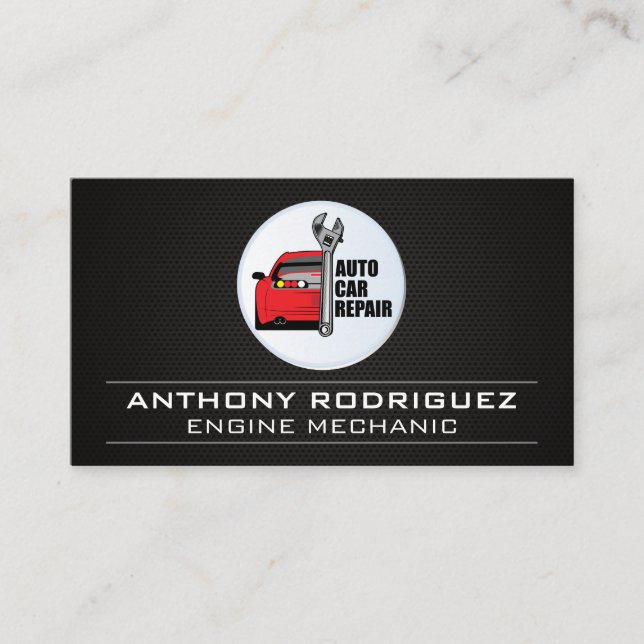 Auto Car Repair Logo | Carbon Fibre Business Card (Front)