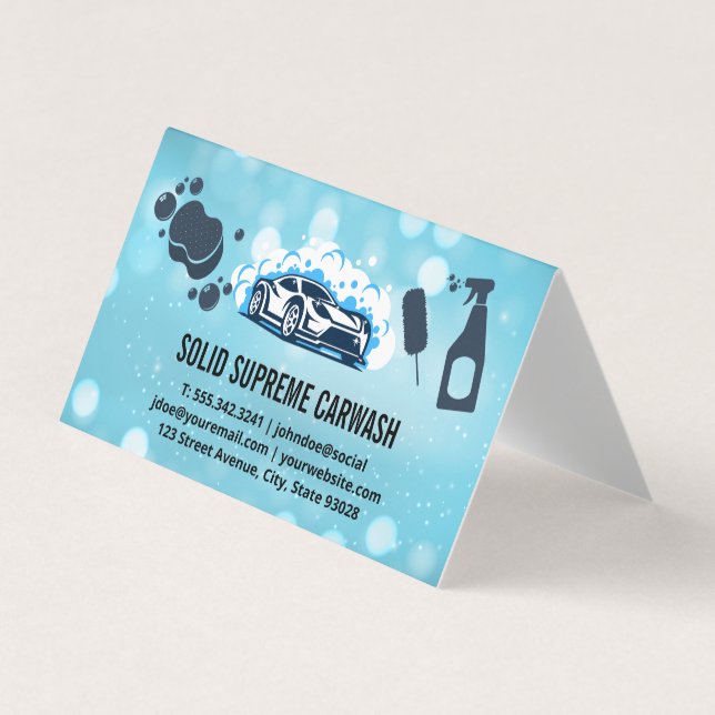 Auto Car Wash Cleaning Services Business Card (Front)