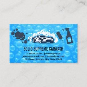 Auto Car Wash Cleaning   Soap Bubbles Business Card