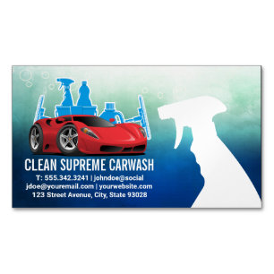 Auto Car Wash   Cleaning Supplies Magnetic Business Card