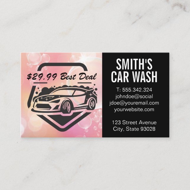 Auto Car Wash Logo | Cleaning Service Business Card (Front)