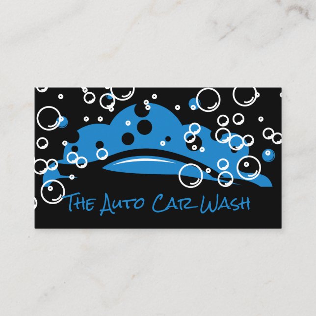 Auto Car Wash | Soap Bubbles | Car Cleaning Business Card (Front)