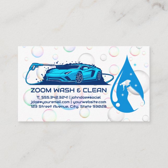 Auto Care | Car Wash Services Business Card (Front)