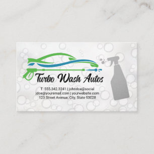 Auto Cleaning Spray   Soap Bubbles Business Card
