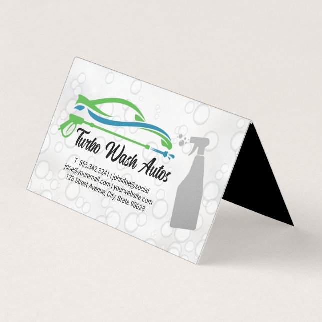 Auto Cleaning Spray | Soap Bubbles Business Card (Front)