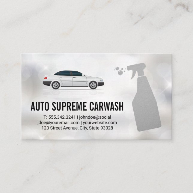 Auto Cleaning Spray | Sparkle Background  Business Card (Front)