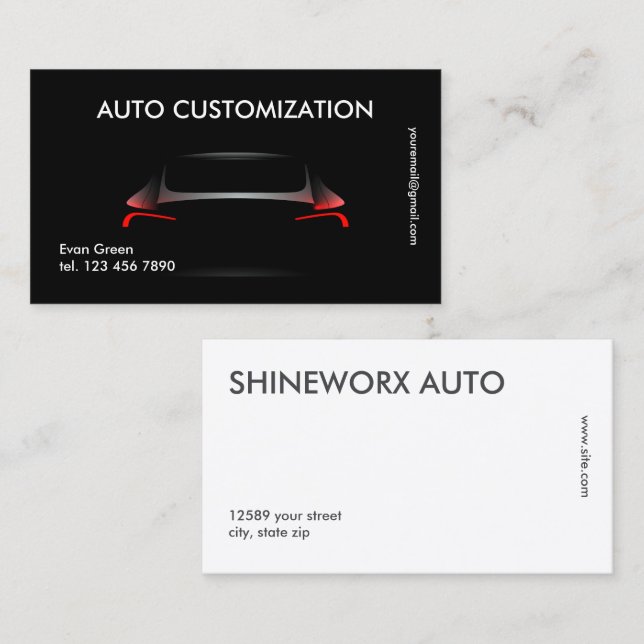Auto Customisation Car Business Card (Front/Back)