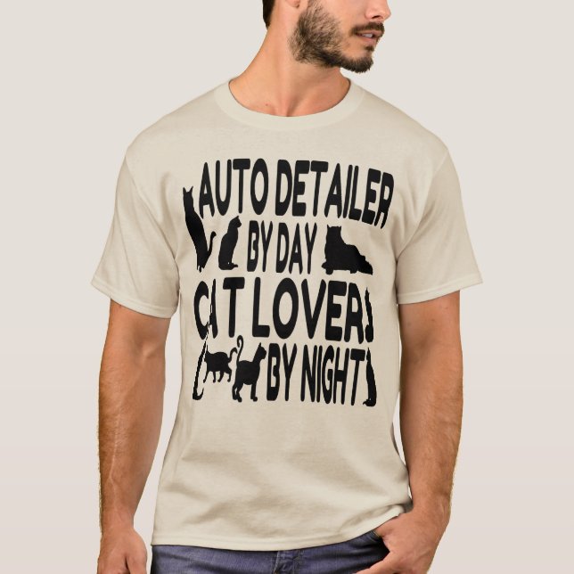 Auto Detailer Cat Lover T-Shirt (Front)