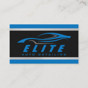 Auto Detailing Auto Spa Modern Black Blue Car  Bus Business Card