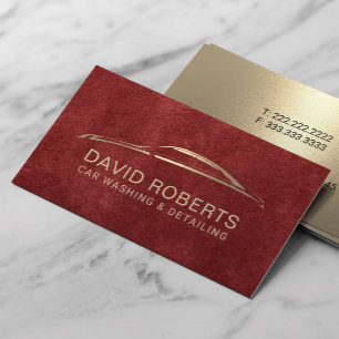 Auto Detailing Automotive Car Repair Red & Gold Business Card