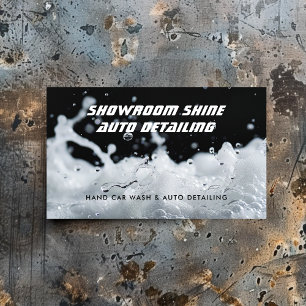Auto Detailing Automotive Car Wash Cleaning Black Business Card