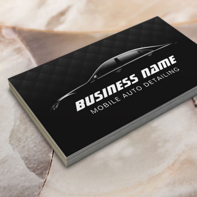 Auto Detailing Automotive Luxury Black Car Business Card (Creator Uploaded)