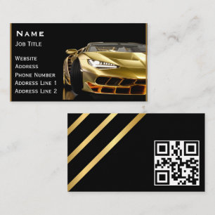 Auto Detailing Automotive Modern Black & Gold Car Business Card