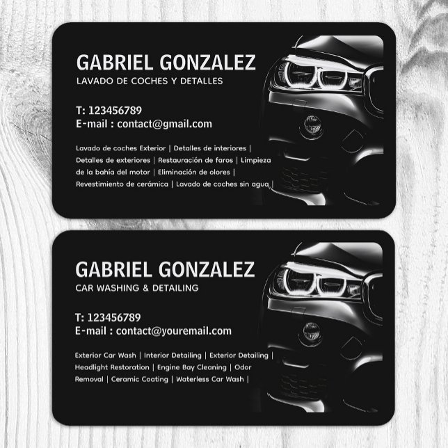 Auto Detailing Bilingual Business Card (Auto Detailing Bilingual Business Cards)
