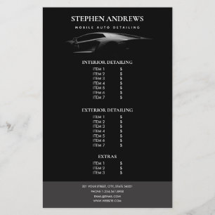 Auto Detailing Car Cleaning Repair Price List Flyer