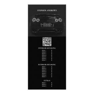 Auto Detailing Car Cleaning Repair Price List Rack Card