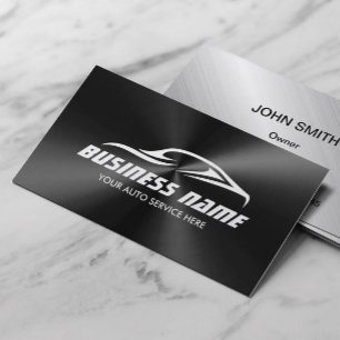 Auto Detailing Car Repair Black Metal Automotive Business Card