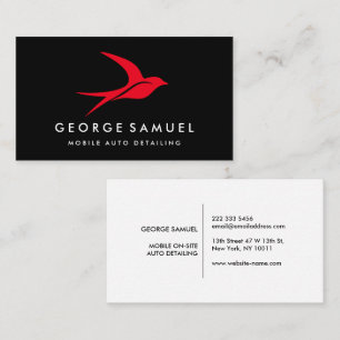 Auto Detailing   Car Repair Shop Flying Bird Logo Business Card