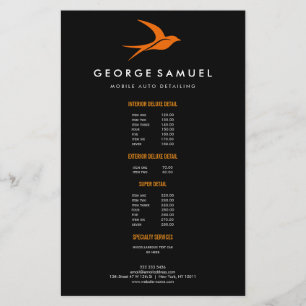 Auto Detailing Car Repair Shop Flying Bird Logo Flyer